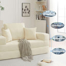 Beige 71Inch Convertible Sleeper Sofa Bed Upholstered