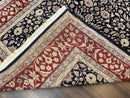 Indo Sarouk Rug 6x9, Vintage Indian Persian Rug, Wool Oriental Carpet, Navy Blue Red Allover Floral Rug, Traditional Very Fine Rug, Area Rug