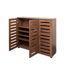 Shoe Cabinet, 5-Tier Shoe Storage Cabinet with Adjustable Shelves, Wooden Shoe Rack Organizer with Louvered Doors for Entryway, Hallway, Bedroom, Closet, Living Room