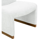 Comfy Accent Chair, Upholstered Slipper Chair, Armless Chair with Wood Legs and Soft Fabric for Living Room, Bedroom, White