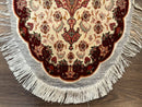 Small Oval Persian Tabriz Rug 2x4, Kork Wool and Silk Highlights, Fine 260 KPSI