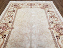 Vintage Ivory Chinese Aubusson Area Rug 6x9, Wool & Silk, Hand-Knotted 120 Line Fine Rug, European Design Carpet, 6 x 9 Master Signature Rug