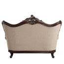 Ragnar - Loveseat With 5 Pillows - Light Brown Linen & Cherry