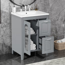 24' Bathroom Vanity with Sink, Bathroom Vanity Cabinet with Two Drawers and Door, Adjustable Shelf, Solid Wood and MDF, Grey (Old Sku:WF309411AAE)