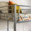 Silver Metal Industrial Twin Over Loft Bunk Bed With Ladder