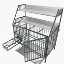 Large pet cage with storage rack, drawers with stainless steel food and water basins, double-layer storage rack made of iron frame and MDF material, sturdy, exquisite, and practical (black+smoke gray)