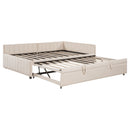 Full Size Upholstered L-Shaped Upholstered Daybed with Twin
Size Pop Up Trundle, Beige