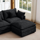 Modular Sectional Sofa, 105 Inch L Shaped Couch Set, Comfy Cloud Couches with Movable Ottoman, Black Chenille