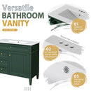 Bathroom Vanity With Mirror Cabinet, Single Sink With 2 Soft Closing Doors And 4 Drawers
