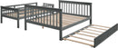 Twin Over Full Bunk Bed With Trundle Storage Shelves Grey
