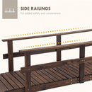 7' Wooden Garden Bridge with Safety Rails, Backyard Footbridge for Ponds, Creeks, Streams, Stained Finish