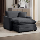 Classic Modern Deep Seat Sofa with Footstool and Pillow, Grey Corduroy, Living Room & Bedroom