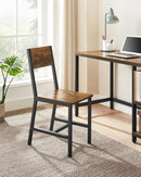Dining Chair Set of 4 Rustic Brown Chairs With Metal Frame