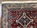 Persian Afshar Rug 4x5 Red Navy Geometric Tribal Wool Carpet