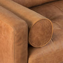 Cognac Tan Leather Mid Century Sofa With Bolsters In Stock
