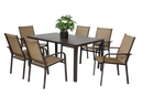 7 Pieces Patio Dining Set,  Outdoor Furniture Table and 6 Textilene Chairs, Outdoor Furniture with Rectangular Table and 6 Stackable Chairs Family Conversation Set for Garden Backyard Deck-Brown