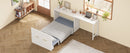 Twin Size Murphy Cabinet Bed with Adjustable Position Desk, Murphy Chest Dresser Bed with Foldable Cushion for Guest Room,Small Space, White