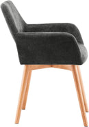 Charcoal Upholstered Armchair Mid Century Modern Wood Legs