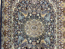 Pak Persian Rug 5x7, Navy Blue Hand Knotted Wool Oriental Carpet 5 x 7 ft, Floral Medallion, Traditional Vintage Pakistani Rug, 225 KPSI