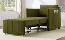 Upholstered Convertible Sleeper Sofa with Adjustable Backrest, Side Pockets, Storage Basket, Green Chenille, 31.5'