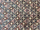 Indo Persian Rug 8x10, Repeated Allover Pattern, Navy Blue Ivory, Handmade Vintage Wool Carpet