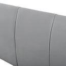 Queen Size Upholstered Grounded Bed, Mother & Child Bed with Bedside Desk and Little Round Stool, Velvet, Gray