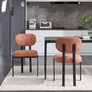 Modern Dining Room Chairs Set of 2, Mid-Century Upholstered Boucle Kitchen Dining Chairs with Black Metal Legs