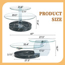 Contemporary Artistic Double Layer Coffee Table - White and Black Marble Collision, Tempered Glass Top, Multiple Colors