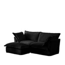 Slipcovered Sectional 2 Seater Sofa Couch with Convertible Ottoman, Wide and Deep Seat L Shaped Sofa with Detachable Cover and Soft Multiple Big Pillows,Black Corduroy Fabric