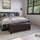 47 Inch DarkBrown Leatherette Storage Ottoman Bench