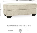 Beige Chenille Upholstered Ottoman With Cushioned Comfort