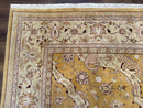 Sino Persian Rug 8x11, Wool with Silk Highlights, Unique Colors, Gold and Light Green, Fine 240 KPSI