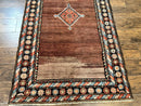 Antique Persian Rug 4x7, Sarab Tribal Wool Carpet, Brown and Multicolor, Handmade Wide Runner Rug 4 x 7, Open Field, Rainbow Border