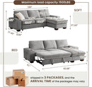 Gray 99In LShaped Memory Foam Cushion Sleeper Sofa Covers