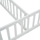 Double Twin House-Style Floor Bed with Fence, Guardrails, without door, White(Old Sku:W504P143317)