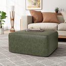 Square PU Leather Ottoman,Green