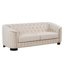 Modern Velvet Upholstered 3-Piece Sofa Set with Rubber Wood Legs in Beige