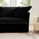 Slipcovered Sectional 2 Seater Sofa Couch with Convertible Ottoman, Wide and Deep Seat L Shaped Sofa with Detachable Cover and Soft Multiple Big Pillows,Black Corduroy Fabric