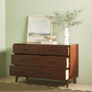 6 Drawer Solid Pine Wood Dresser With Walnut Finish