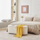 S03 Basics Upholstered Storage Ottoman and Entryway Bench WHITE