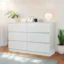 Modern 6 Drawer Dresser with Spacious Countertop and Concealed Handles, Storage Cabinet for Bedroom and Living Room, White MDF