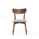 5-Piece Mid-Century Dining Set with Walnut Finished Frame, Upholstered Dining Chairs,Light Beige Chairs and Walnut Wood Table
