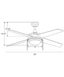 50" Europa 4-Blade Ceiling Fan Brushed Nickel Motor Finish and Walnut Blade Finish with Integrated LED Light