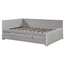 Full Size Upholstered L-Shaped Upholstered Daybed with Twin
Size Pop Up Trundle and USB ports, Gray