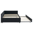 Full Size Daybed with Trundle Upholstered Tufted Sofa Bed, Sofa Bed Frame with Comfortable Backrest and Armrests, Velvet, Black(79.5''x58''x25'')