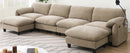 [VIDEO Provided] 140' Modular Sectional Sofa, U-Shape with 31.5' Extra-Wide Seat Cushion, USB and Type-C Charger, Phone Holder and 2 Side Storage Pockets, Free Movement Ottoman, Striped Chenille