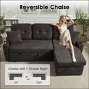 Dark Grey Microfiber Reversible Sectional Sofa Bed With USB