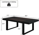 Dining Table 86.6 Inch Rectangular Wood Brown and Black Seats 8 to 10