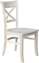 Set Of 2 35.8 In Parawood X Back Dining Chairs Unfinished