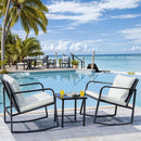 Patio Set 3 Piece White Wicker Rocking With Coffee Table